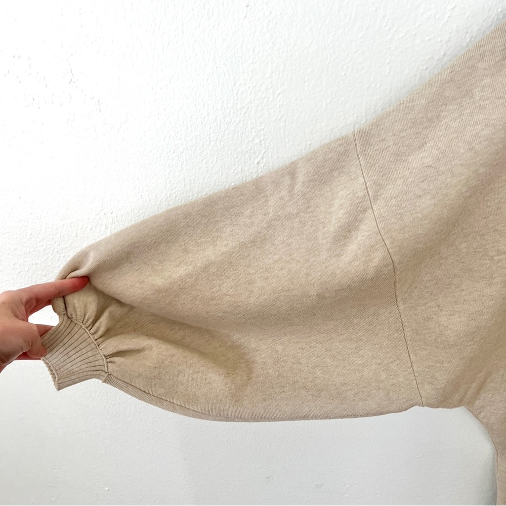 Free People Oversized Cream Sweater Midi Dress with Balloon Sleeves - Picture 4 of 11